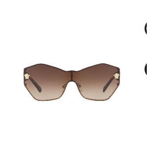 Versace Gradient Medusa Logo Shield Sunglasses In Gold Brown 143-15-140